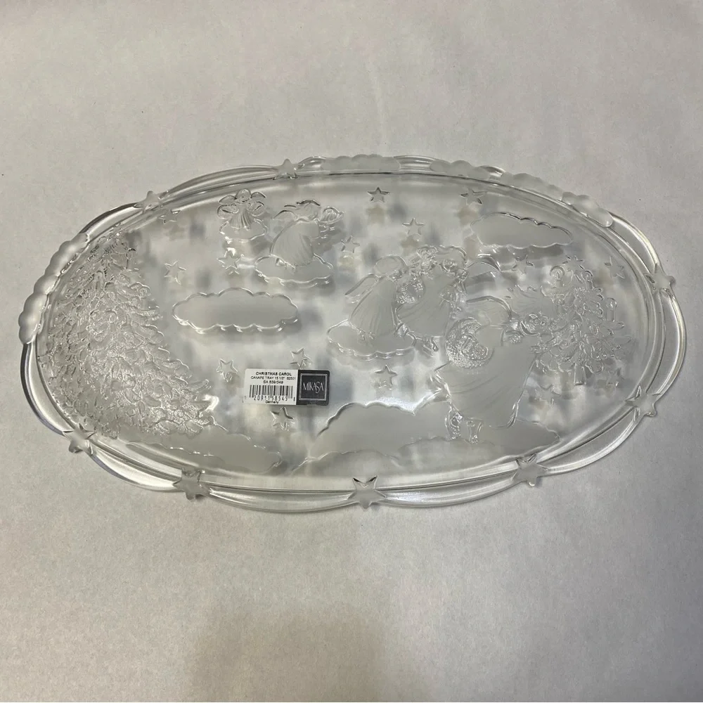 Vintage Mikasa Christmas Carol Canape Tray Germany Frosted Angels NIB NWT